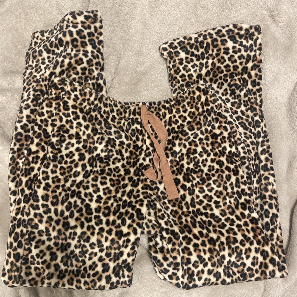 Leopard print plush pajama pants